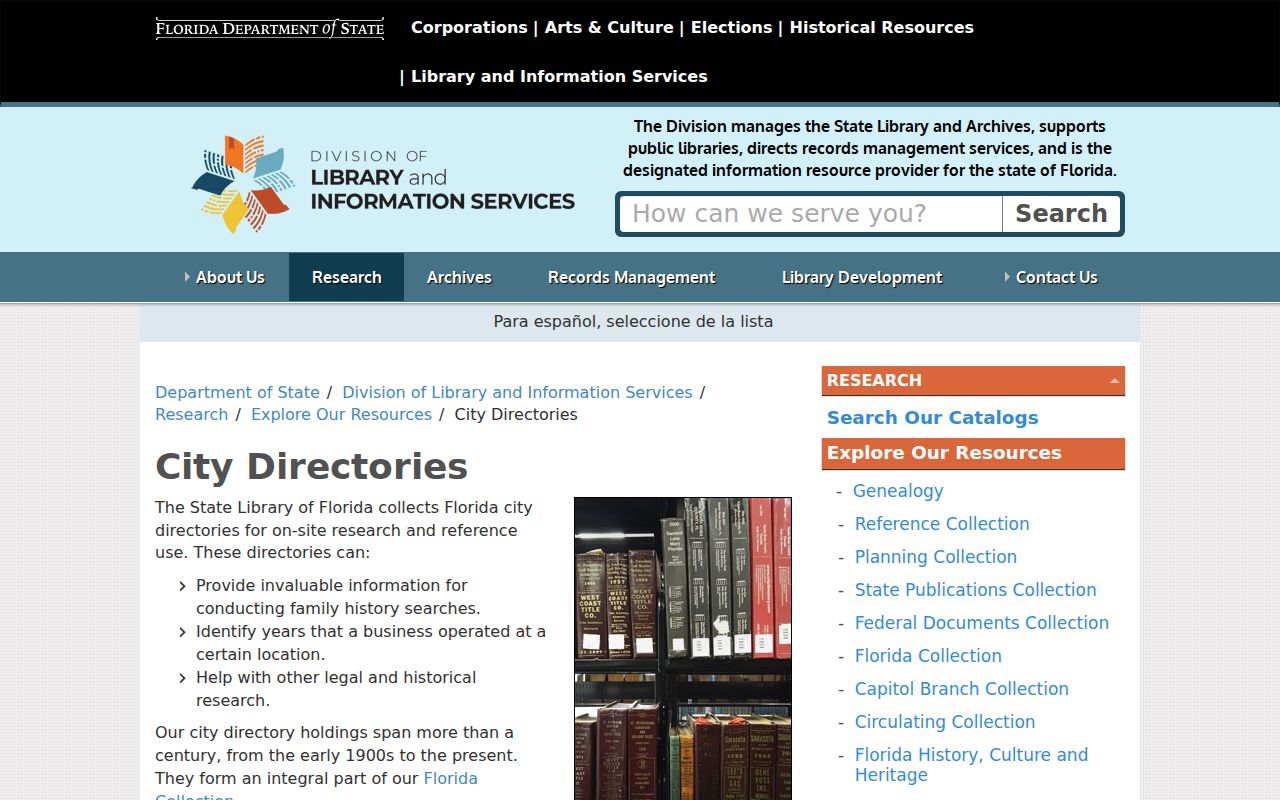 Florida State Library city directory holdings used for Casselberry research