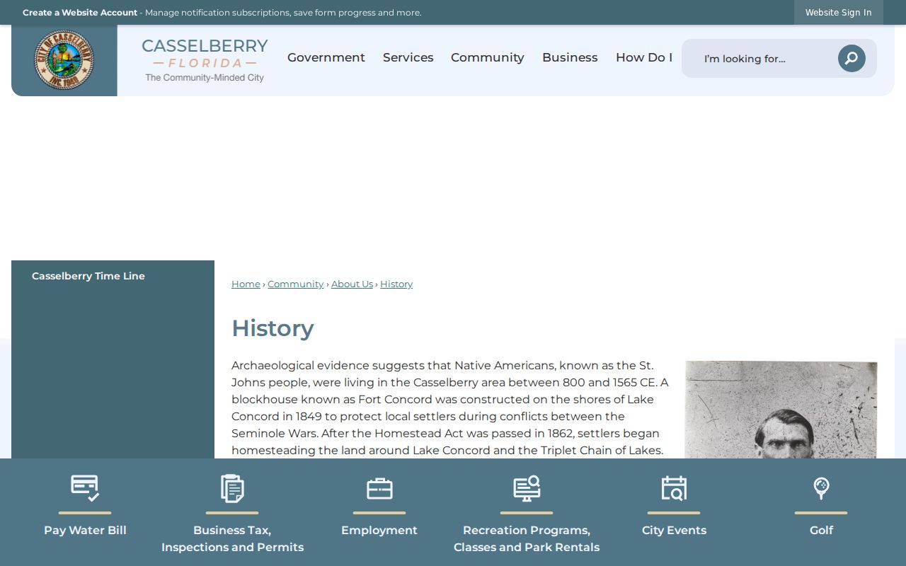 Casselberry previous residents and former community names on the city history page
