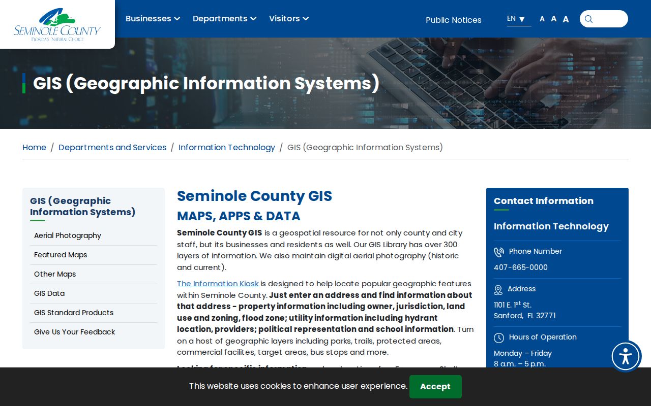 Seminole County GIS page for Casselberry parcel and street layers